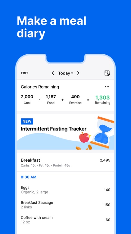 A screenshot of MyFitnessPal App